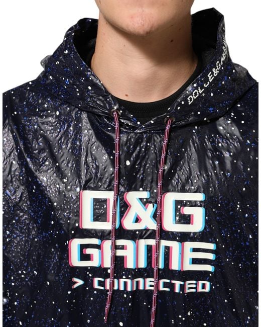 Dolce & Gabbana Blue D&G Game Hooded Sweatshirt Sweater Clothing for men