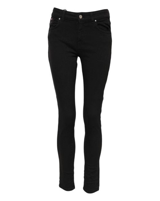 Dolce & Gabbana Black Cotton Logo Skinny Mid Waist Denim Jeans for men