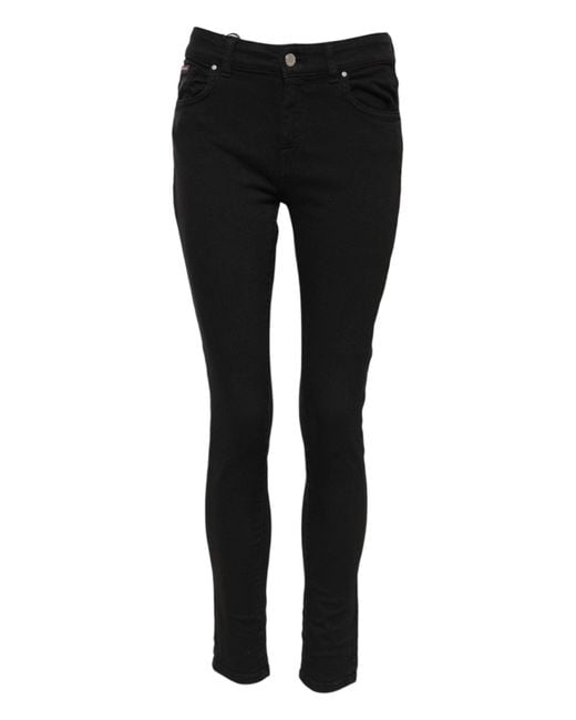 Dolce & Gabbana Black Cotton Logo Skinny Mid Waist Denim Jeans for men