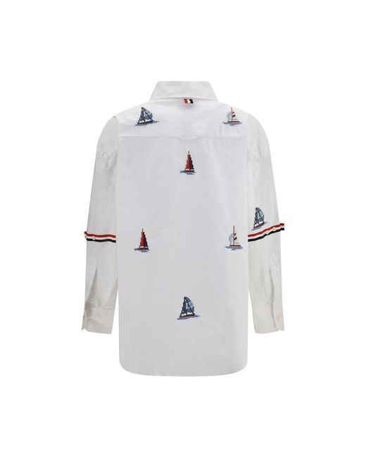 Thom Browne White Cotton Pattern Shirt