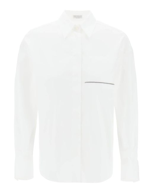 Brunello Cucinelli White "shirt With Jewel Detail On The