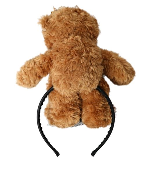 Dolce & Gabbana Brown Teddy Bear Crystal Crown Hair Band Diadem