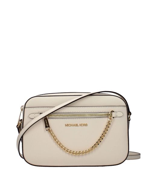 Michael Kors Natural Jet Set Crossbody Bag Leather Light/Cream