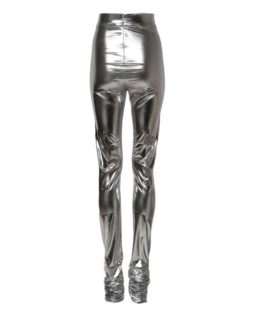 Dolce & Gabbana Gray Metallic Silver Polyester Slim Fit Leggings Pants