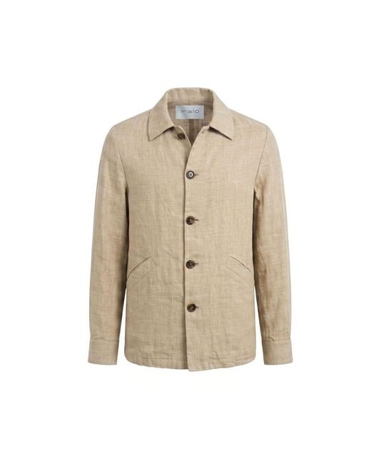 Malo Natural Beige Linen Men Jacket for men