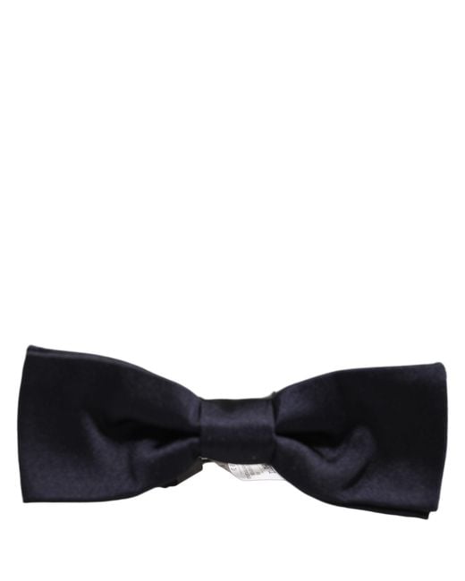 Dolce & Gabbana Black Men Dark Blue 100% Silk Adjustable Neck Papillon Bow Tie for men