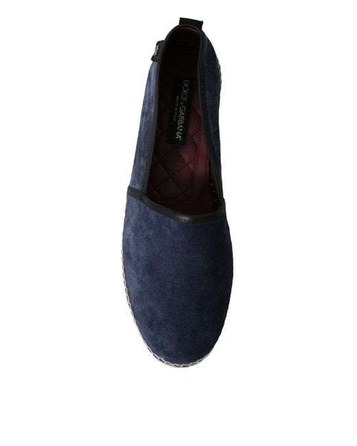 Dolce & Gabbana Blue Leather Suede Slip On Espadrille Shoes for men