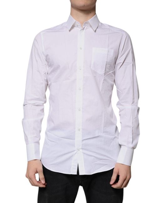 Dolce & Gabbana Purple Cotton Long Sleeves Dress Shirt for men