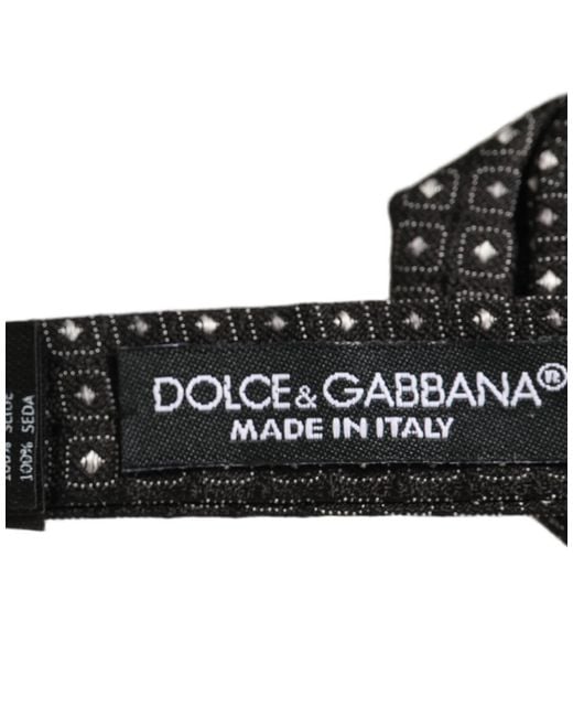 Dolce & Gabbana Men Black Polka Dot Silk Adjustable Neck Papillon Bow Tie for men