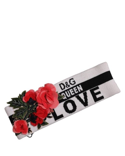 Dolce & Gabbana Gray D&G Queen Love Floral Applique Head Band Hat