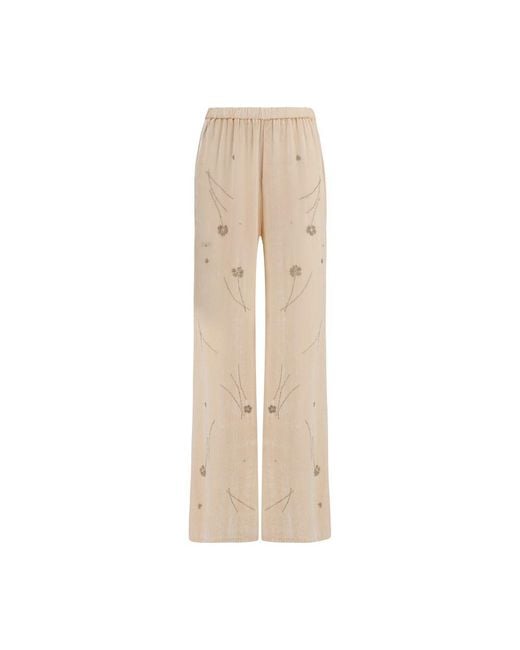 Forte_forte Natural Multicolor Viscose Flared Pants
