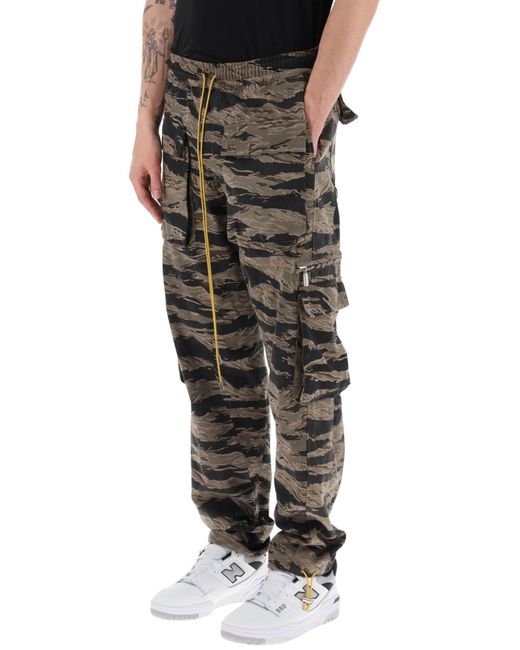 Rhude Gray Cargo Pants With 'tiger Camo' Motif All-over for men