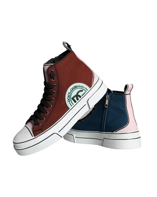 Dolce & Gabbana Brown Patchwork High Top Sneaker Shoes for men