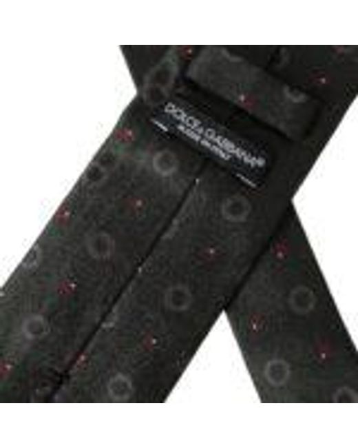Dolce & Gabbana Gray Silk Necktie Circular Pattern for men