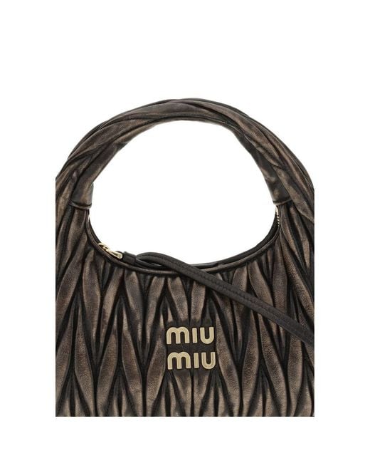 Miu Miu Black Wander Bag In Quilted Leather