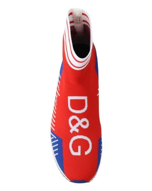 Dolce & Gabbana Red Sorrento Logo Sneakers Socks Shoes for men