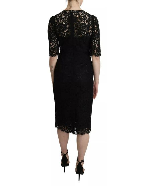 Dolce & Gabbana Black Elegant Lace Sheath Knee-Length Dress