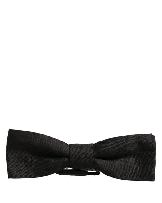 Dolce & Gabbana Men Black 100% Silk Adjustable Neck Papillon Bow Tie for men