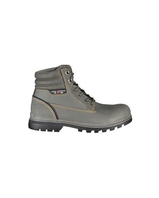 Carrera Gray Chic Lace-Up Boots With Contrast Details for men