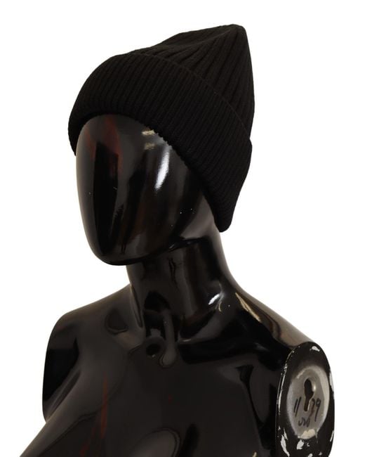 Dolce & Gabbana Black Wool Knit Winter Hat