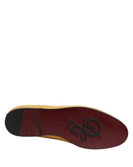 Dolce & Gabbana Natural Yellow Woven Men Slip On Dress Loafers Shoes for men