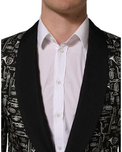 Dolce & Gabbana Black Crystal Embellished Coat Blazer Jacket for men