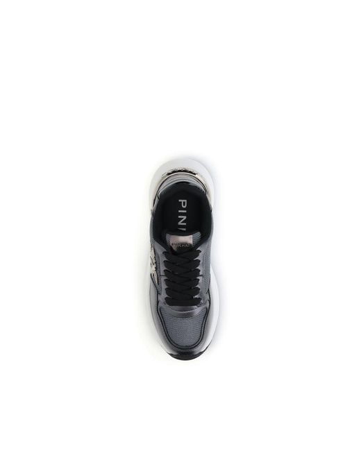Pinko Gray Calf Leather Bos Taurus Athletic Sneakers