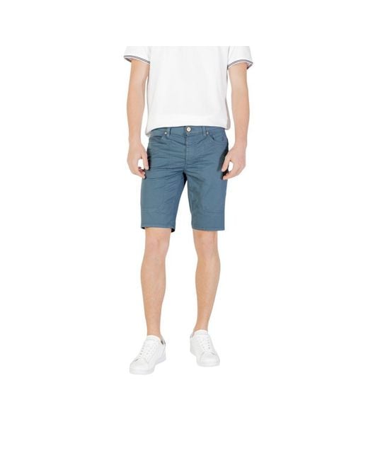 Jeckerson Blue Cotton Bermuda for men