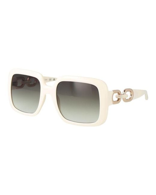 Guess Metallic White Plastic Sunglasses