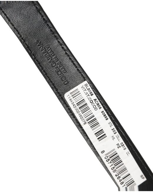 Dolce & Gabbana Black Textured Leather Gold Buckle Belt Strap Bracelet