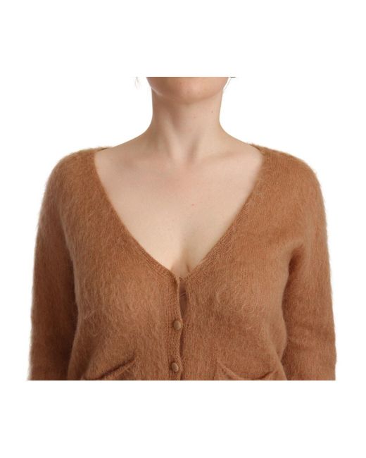 Pink Memories Brown Cardigan V-neck Long Sleeve Sweater