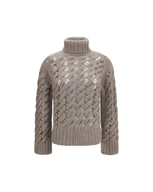 P.A.R.O.S.H. Gray Beige Wool Oves Aries Turtleneck