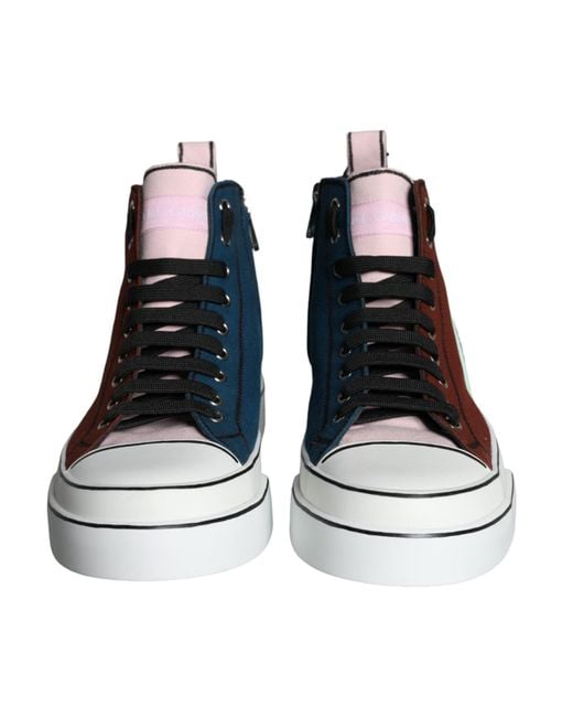 Dolce & Gabbana Brown Patchwork High Top Sneaker Shoes for men