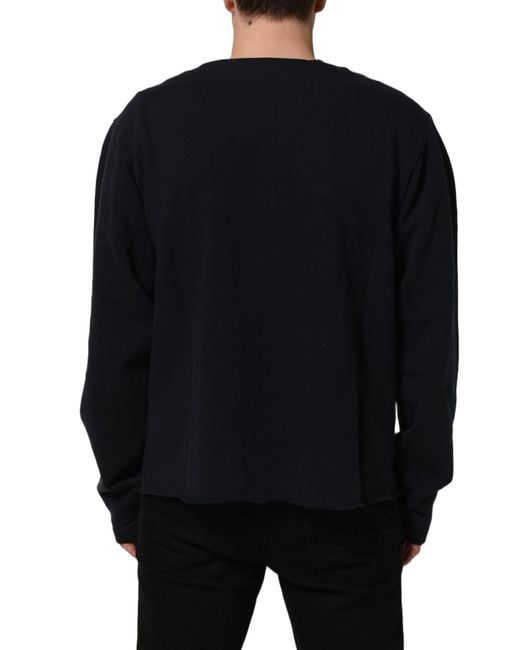 Dolce & Gabbana Blue Dark Logo Cotton Sweatshirt Sweater Clothing for men