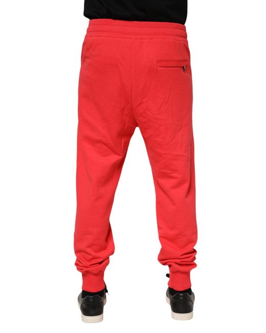 Dolce & Gabbana Red Cotton Men Jogger Sweatpants Pants for men