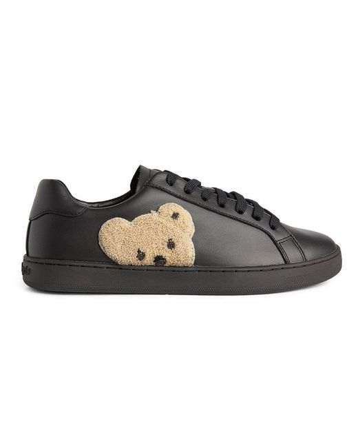 Palm Angels Brown Teddy Bear Leather Sneakers - Black