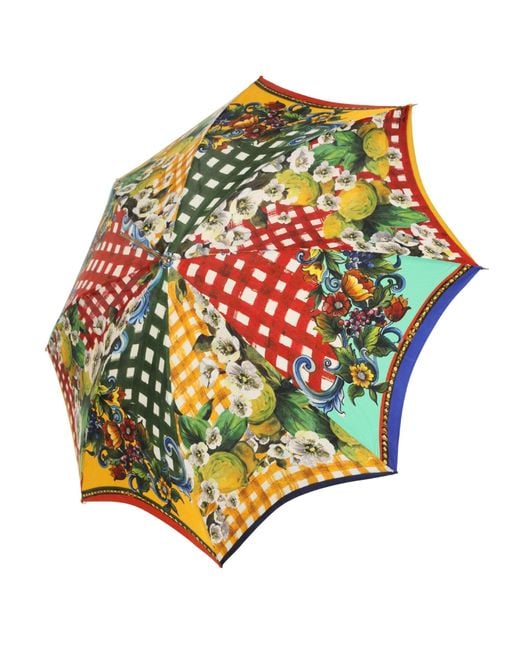 Dolce & Gabbana Multicolor Carretto Siciliano Print Collapsible Umbrella