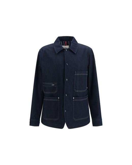 Moncler Blue Cotton Denim Jacket for men