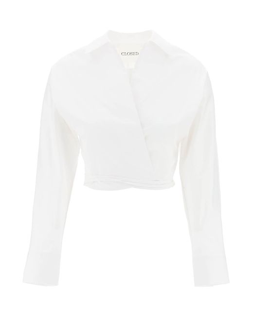 Closed White Crossed Cropped Shirt With
