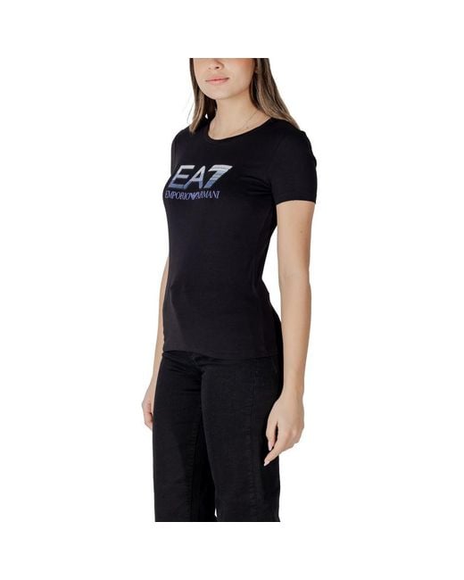 EA7 Black Cotton T-Shirt