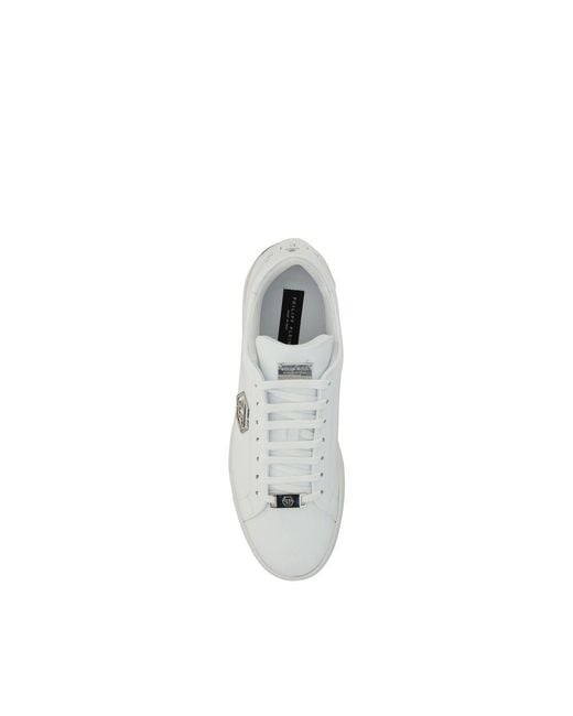 Philipp Plein White Calf Leather Bos Taurus Low Top Sneakers for men