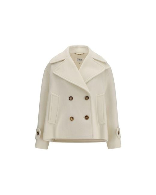 Chloé Natural White Wool Oves Aries Coat