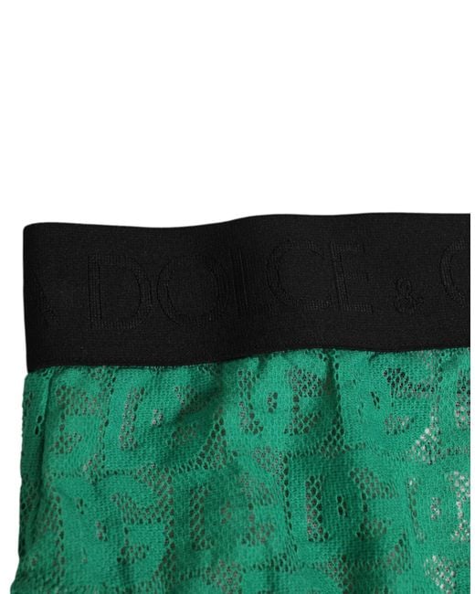 Dolce & Gabbana Green Dg Logo Lace High Brief Panty Underwear