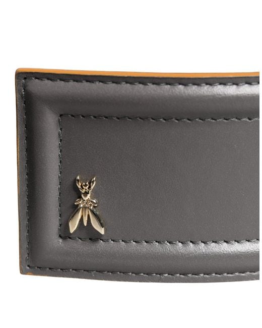 Patrizia Pepe Gray Genuine Leather Square Silver Metal Buckle Belt