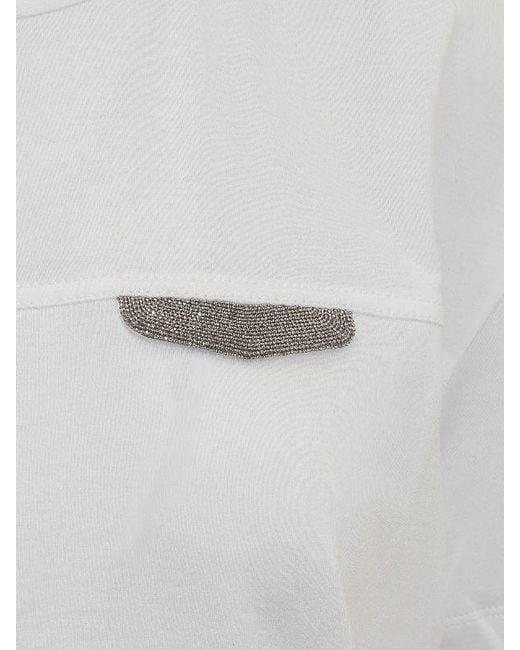 Brunello Cucinelli Gray White Cotton T