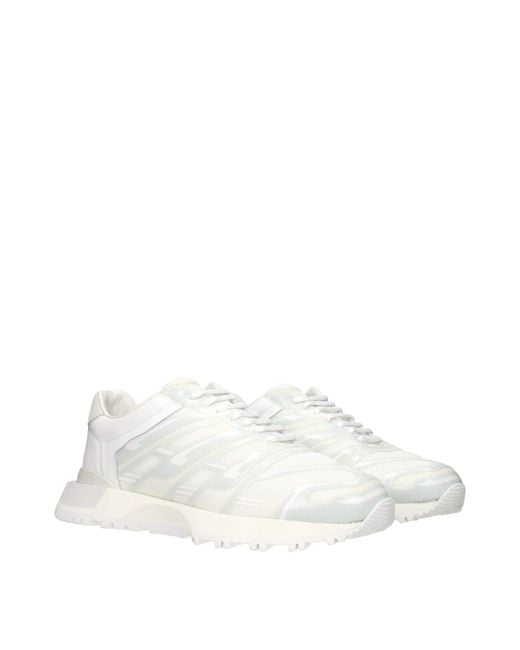 Maison Margiela White Fabric Athletic Sneakers for men