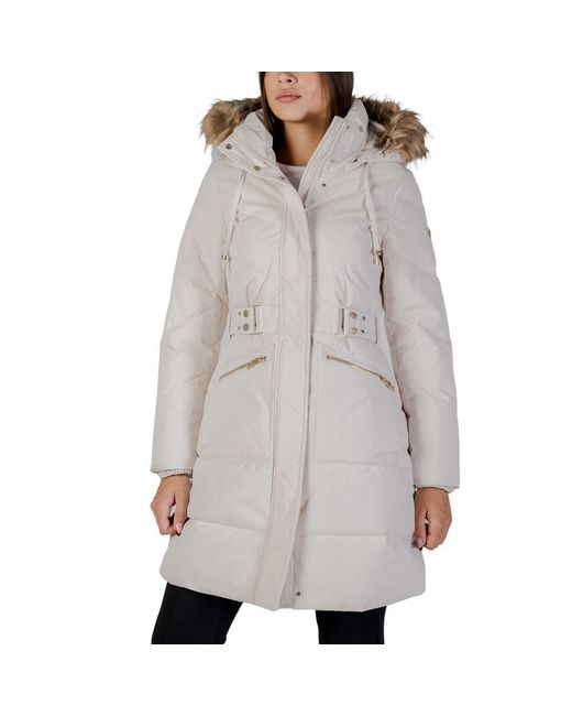 Guess Gray Cream Polyester Coat
