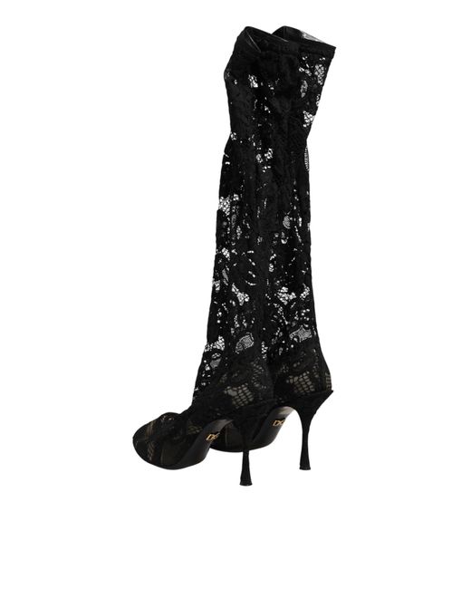 Dolce & Gabbana Black Pumps Taormina Lace Socks Boots Shoes