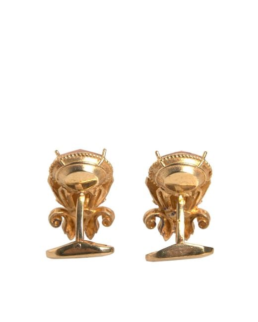 Dolce & Gabbana Brown Tone 925 Sterling Crystal Cufflink for men
