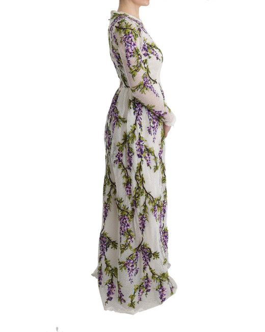 Dolce & Gabbana White Floral Embroidered Maxi Dress